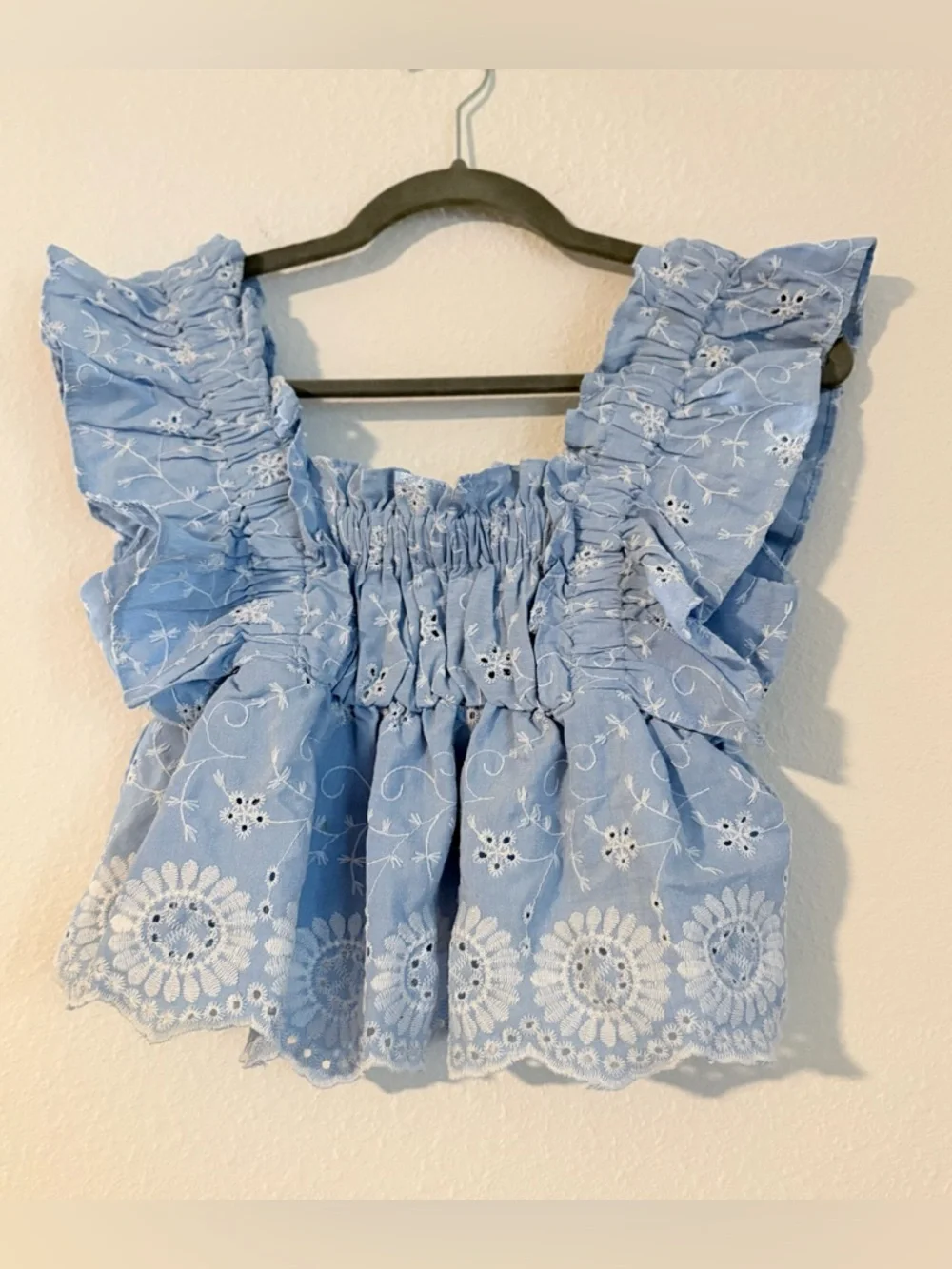 Goodnight Macaroon Light Blue Smocked Top - Picture 1 of 4